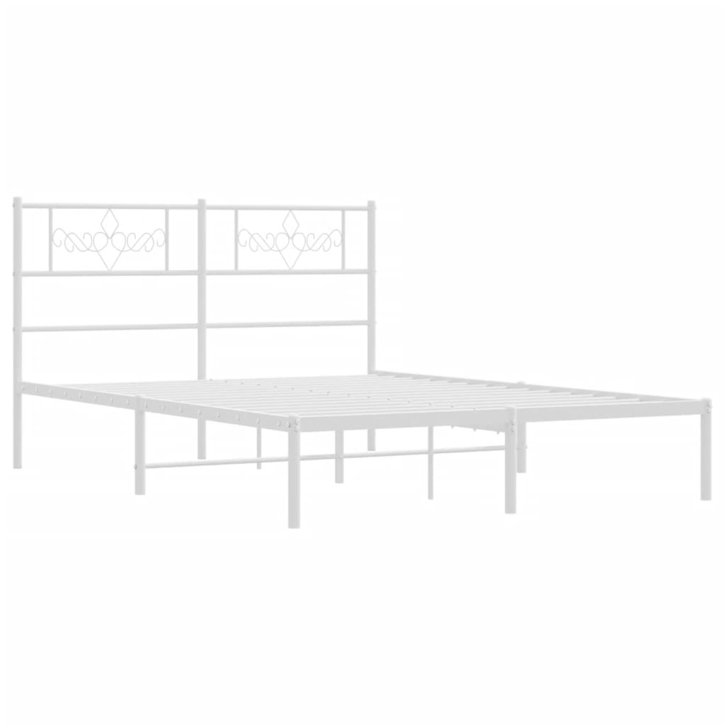 Metalni okvir za krevet s uzglavljem bijeli 140 x 190 cm