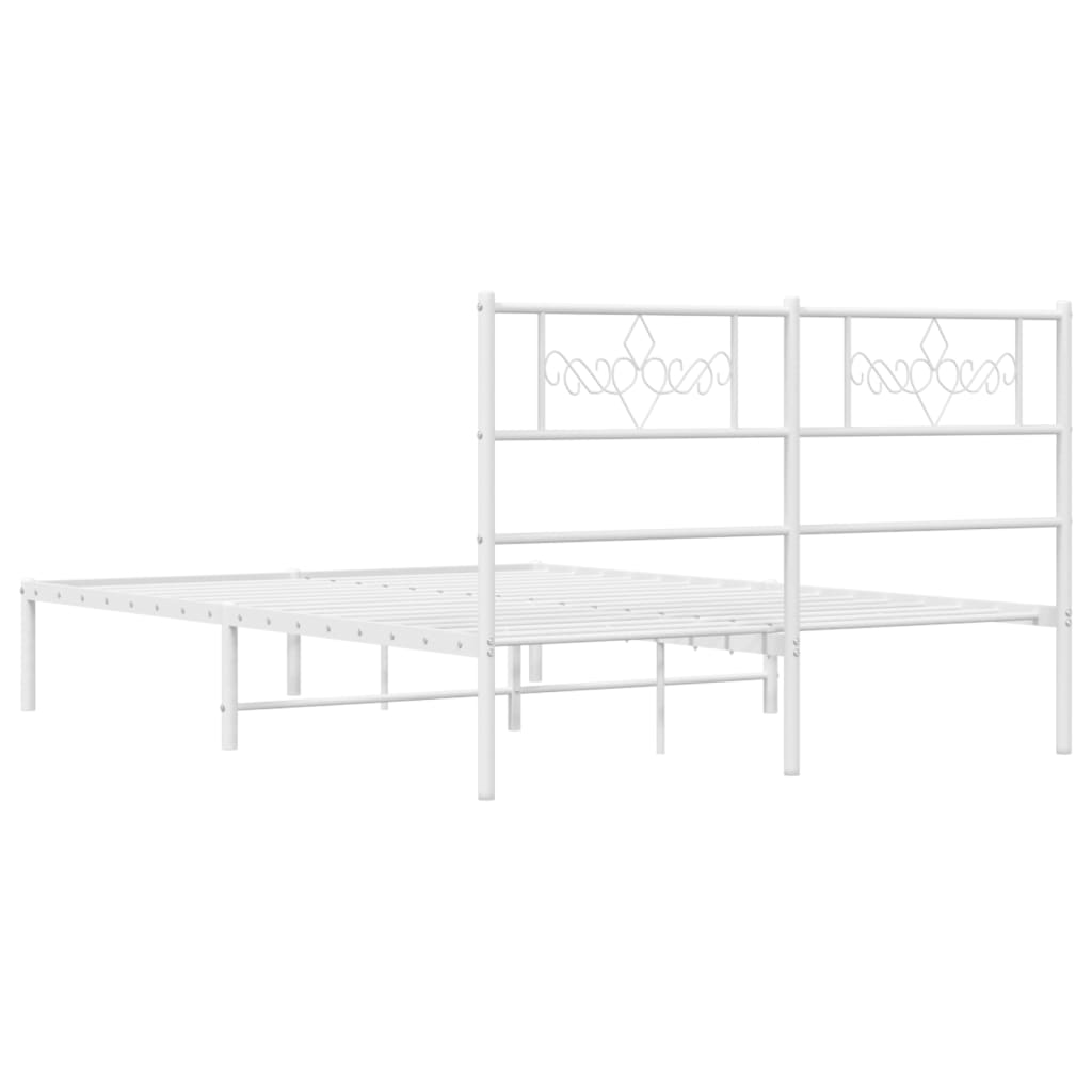 Metalni okvir za krevet s uzglavljem bijeli 140 x 190 cm
