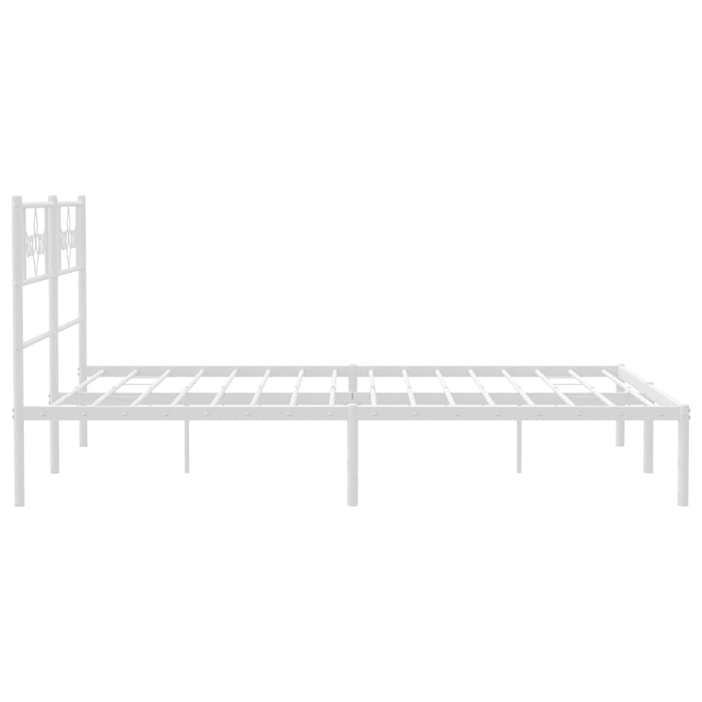 Metalni okvir za krevet s uzglavljem bijeli 150x200 cm