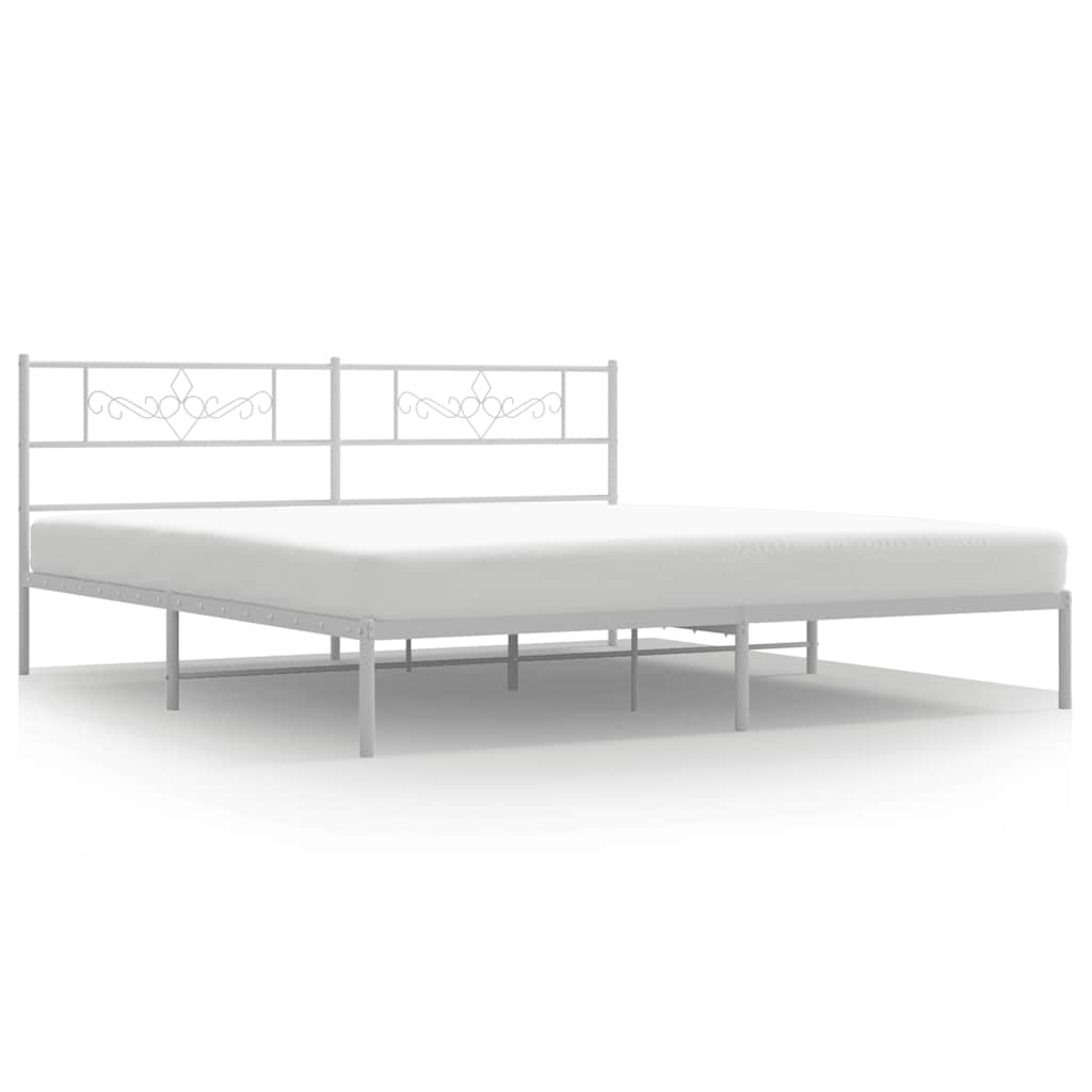 Metalni okvir za krevet s uzglavljem bijeli 183x213 cm