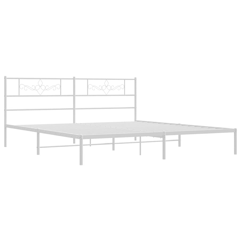 Metalni okvir za krevet s uzglavljem bijeli 183x213 cm