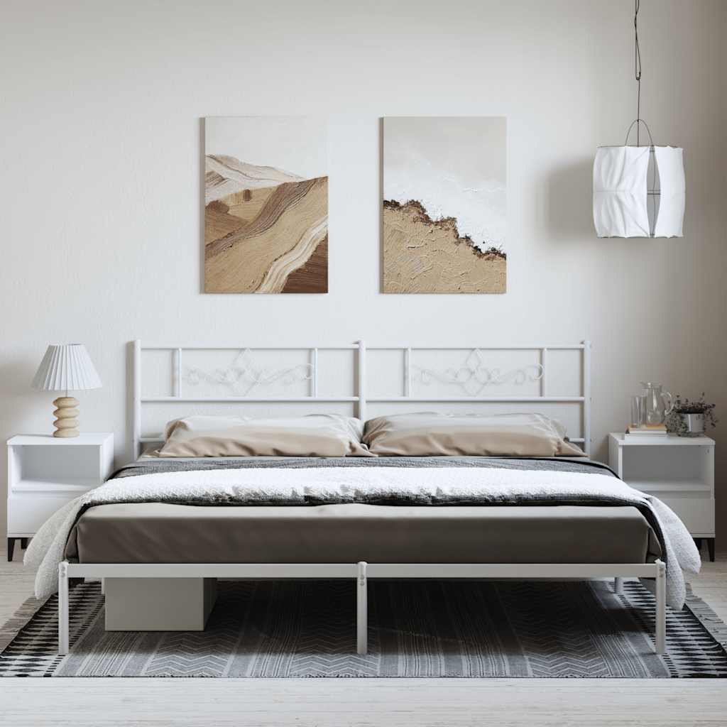 Metalni okvir za krevet s uzglavljem bijeli 183x213 cm