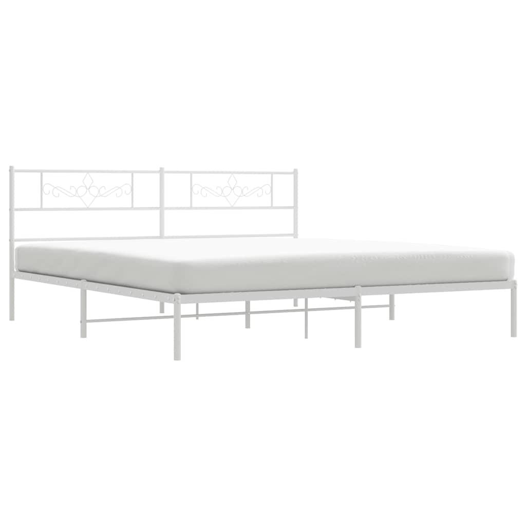 Metalni okvir za krevet s uzglavljem bijeli 183x213 cm