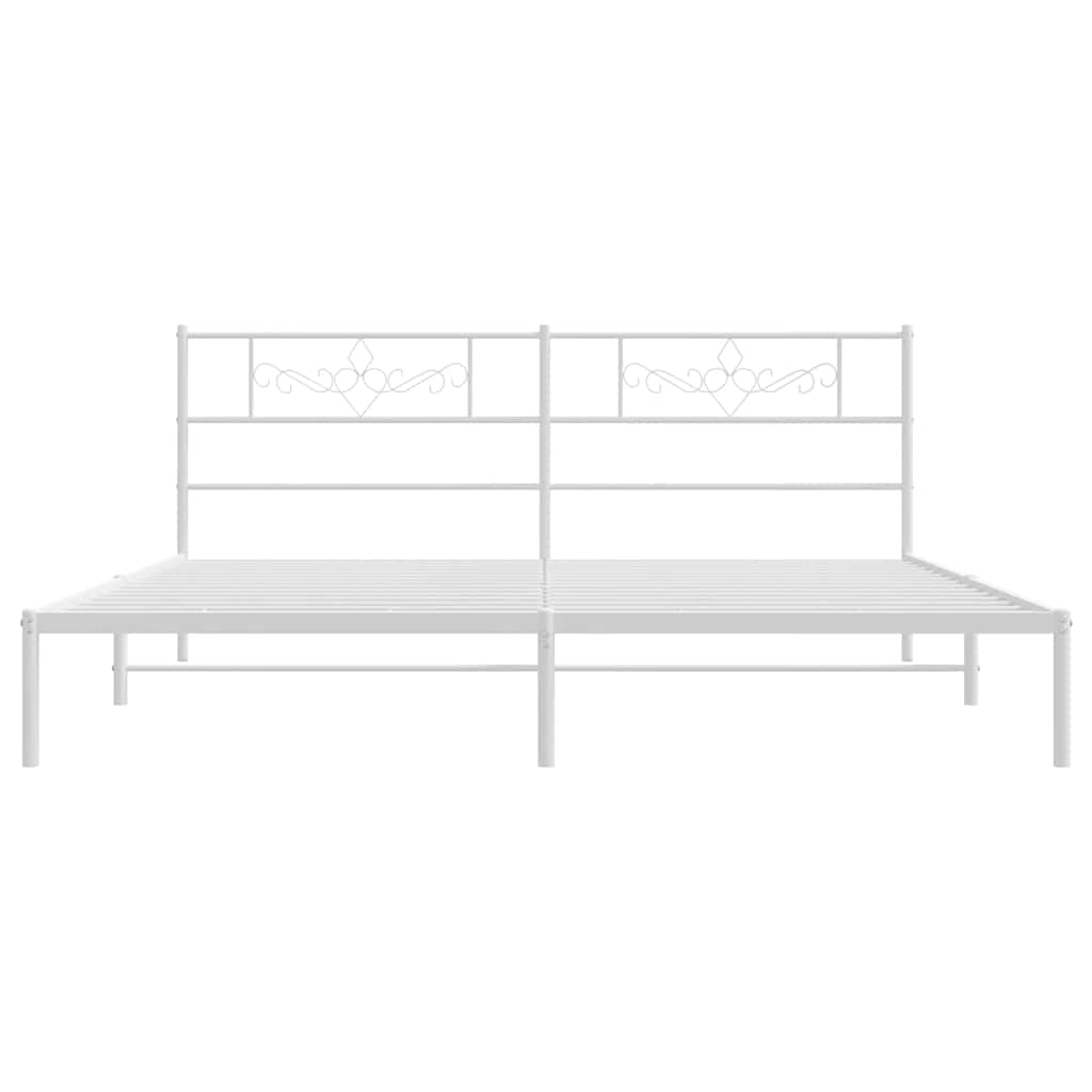 Metalni okvir za krevet s uzglavljem bijeli 183x213 cm