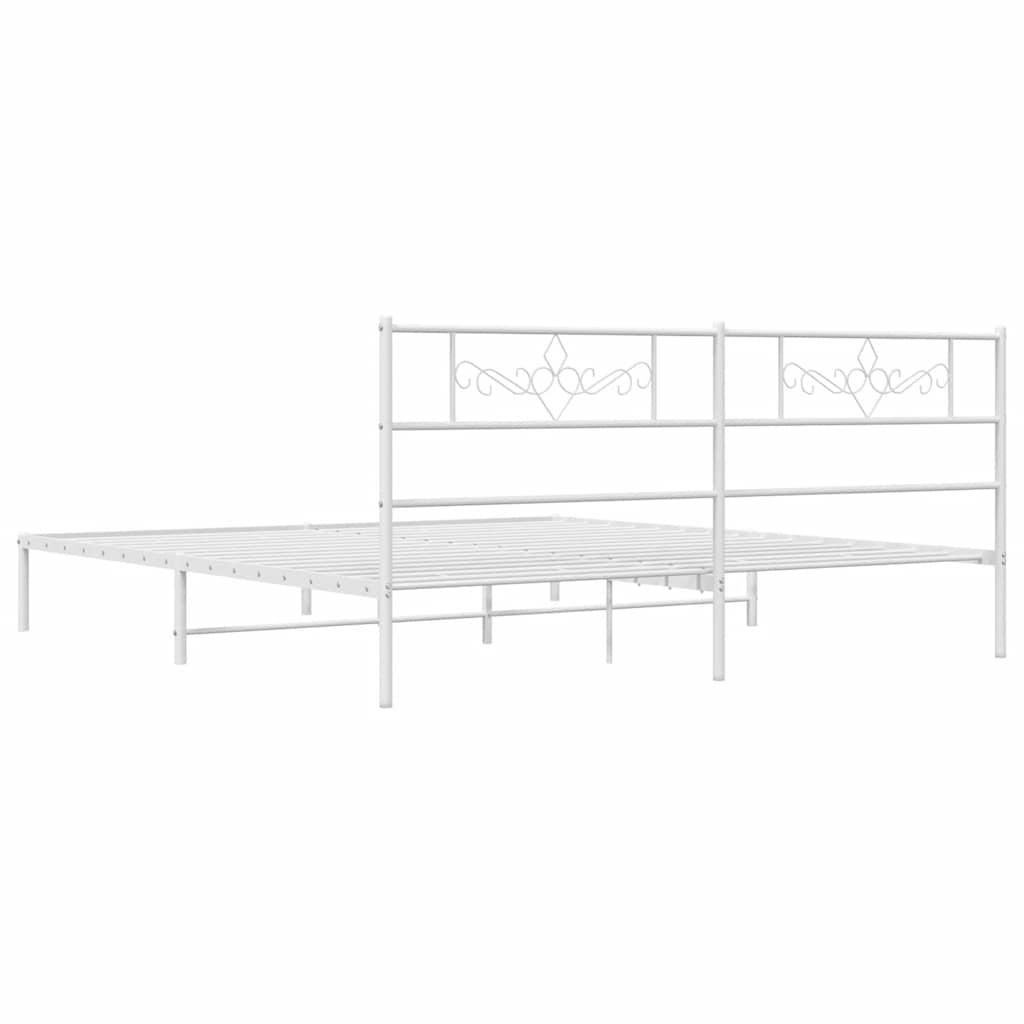 Metalni okvir za krevet s uzglavljem bijeli 183x213 cm
