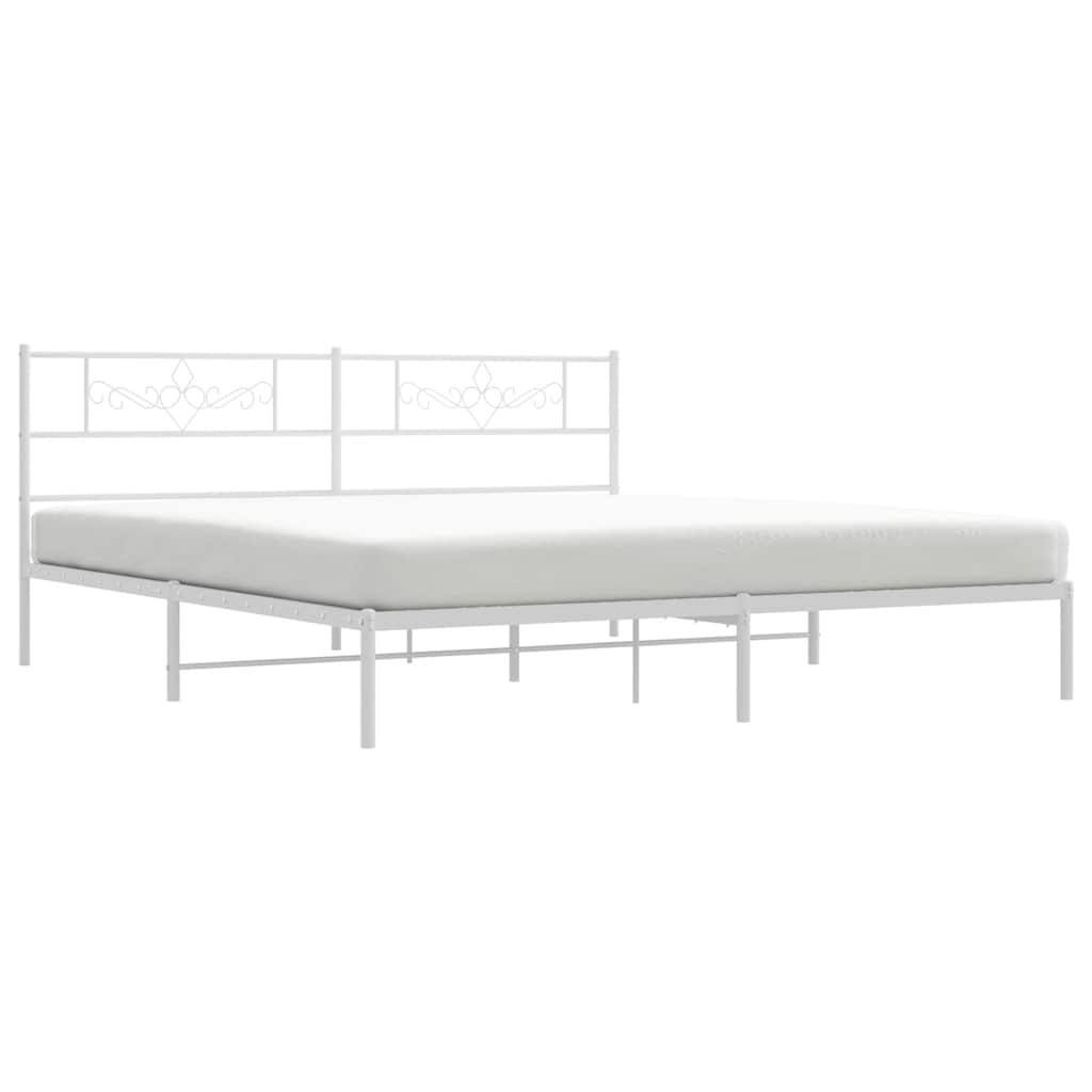 Metalni okvir za krevet s uzglavljem bijeli 193x203 cm
