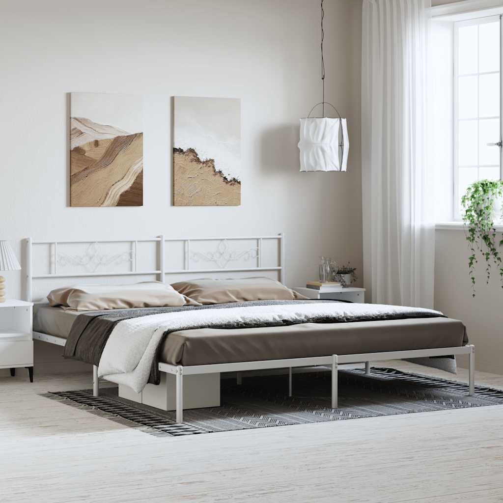 Metalni okvir za krevet s uzglavljem bijeli 193x203 cm