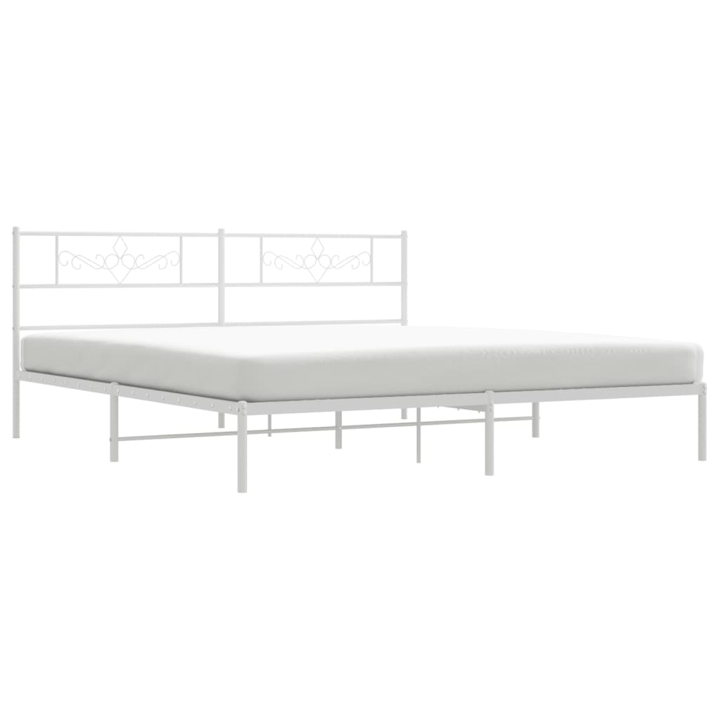 Metalni okvir za krevet s uzglavljem bijeli 200x200 cm