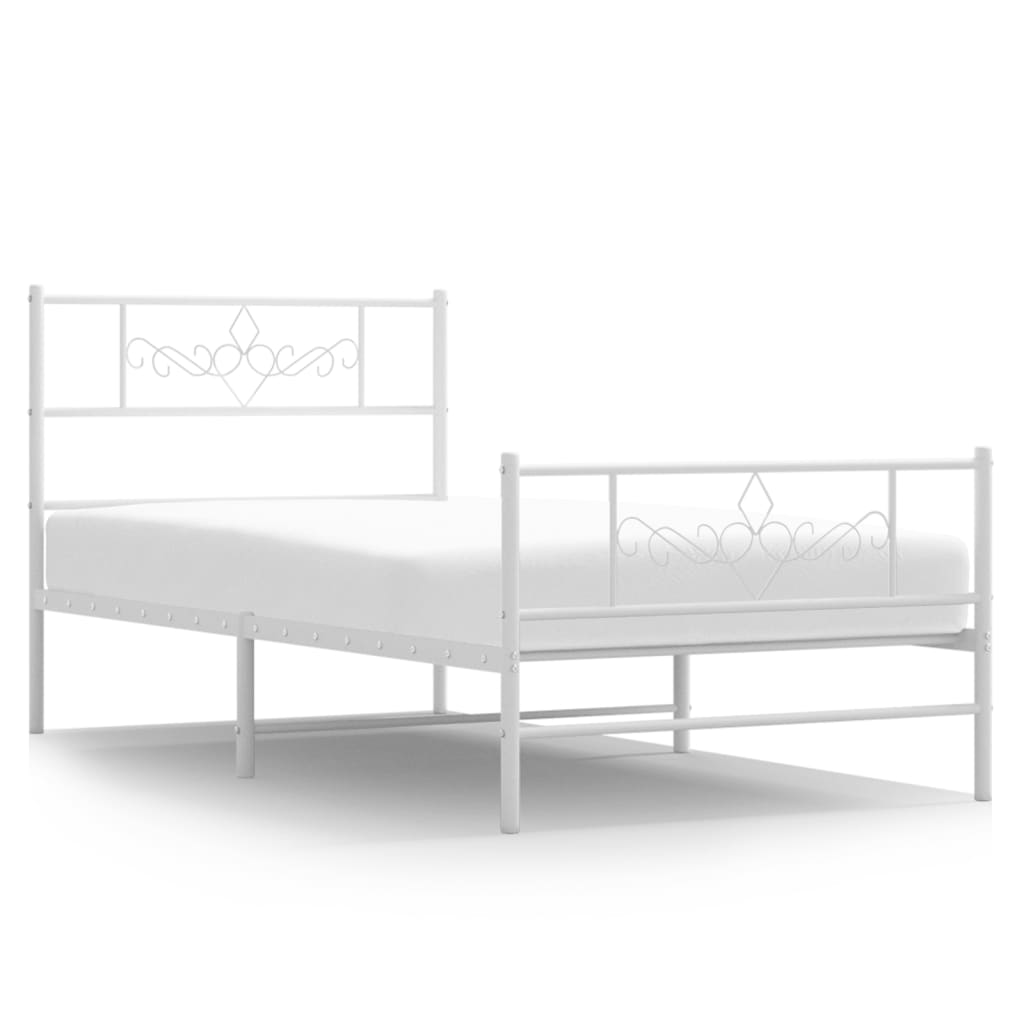 Metalni okvir kreveta uzglavlje i podnožje bijeli 75x190 cm