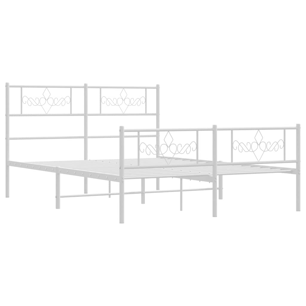 Metalni okvir kreveta uzglavlje i podnožje bijeli 135 x 190 cm