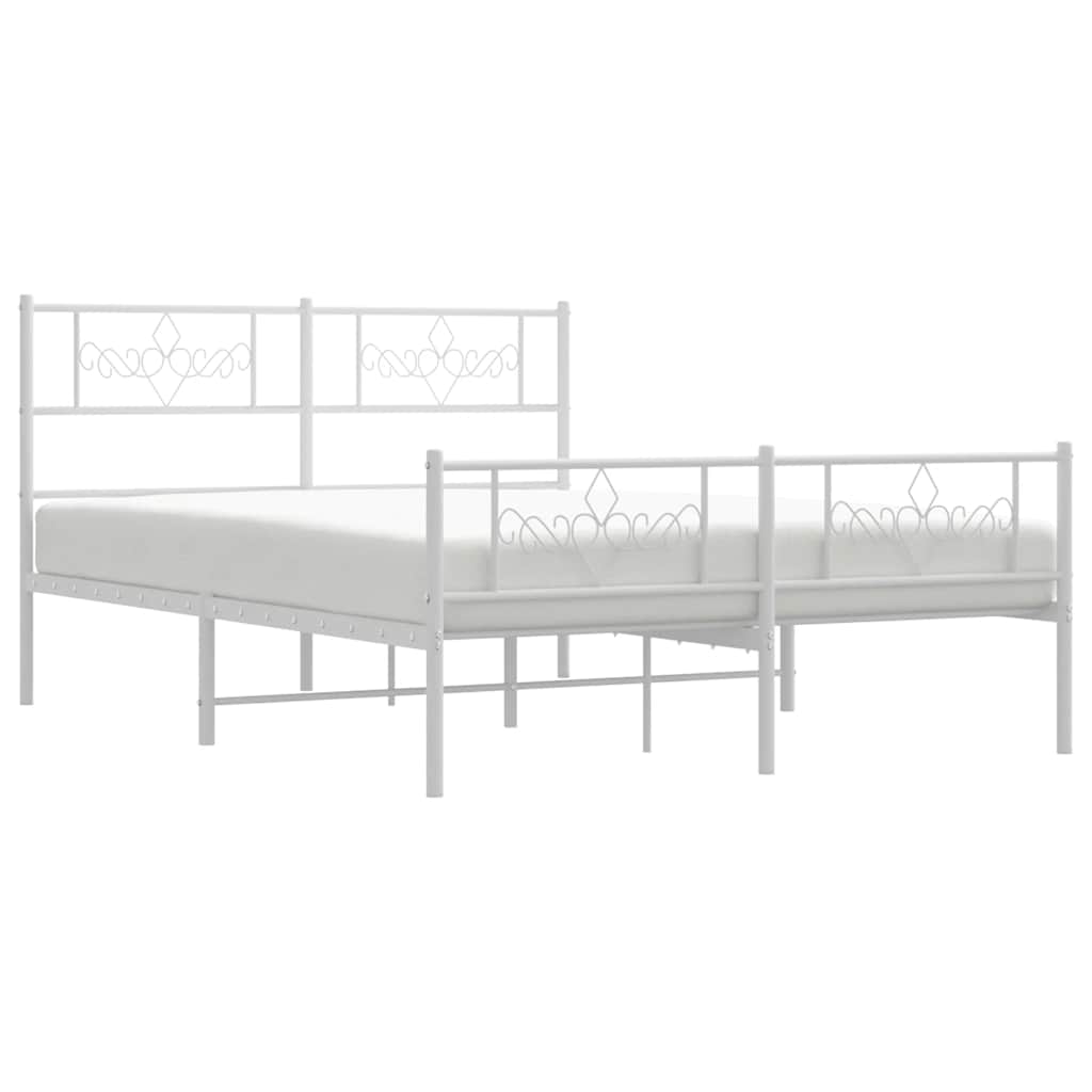 Metalni okvir kreveta uzglavlje i podnožje bijeli 135 x 190 cm