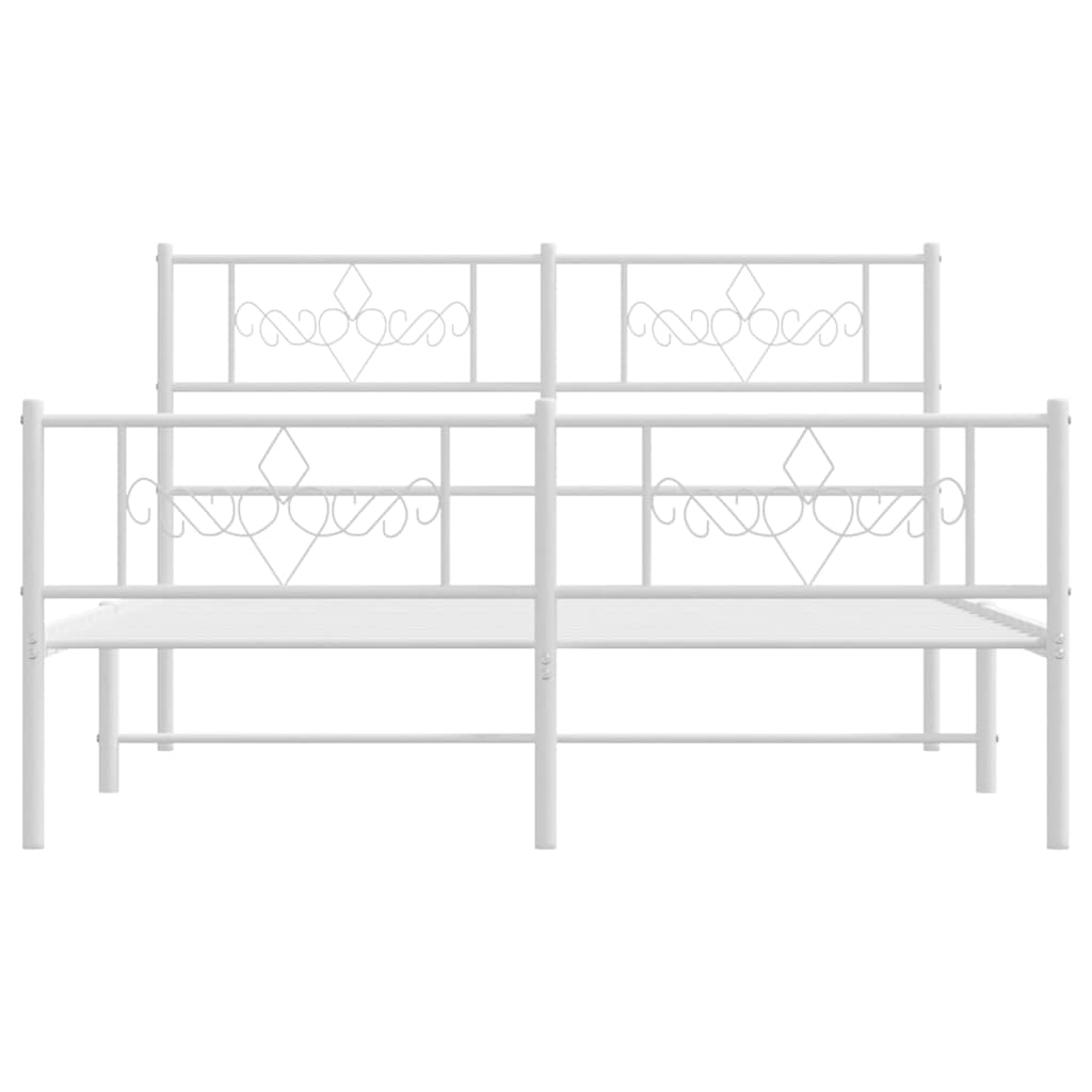 Metalni okvir kreveta uzglavlje i podnožje bijeli 135 x 190 cm