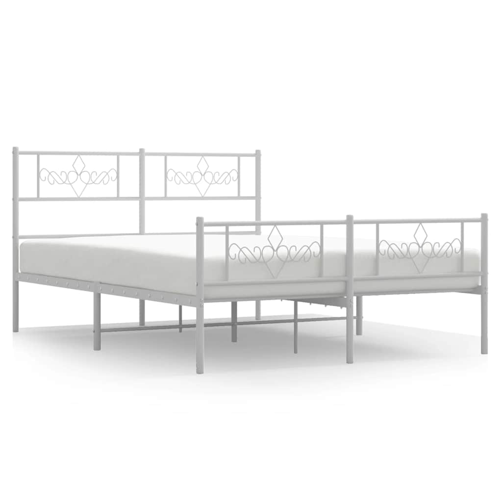Metalni okvir kreveta uzglavlje i podnožje bijeli 140 x 190 cm