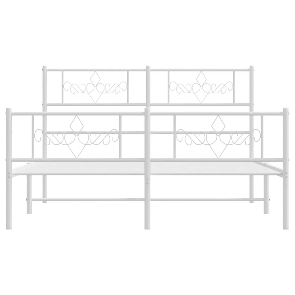 Metalni okvir kreveta uzglavlje i podnožje bijeli 140 x 190 cm