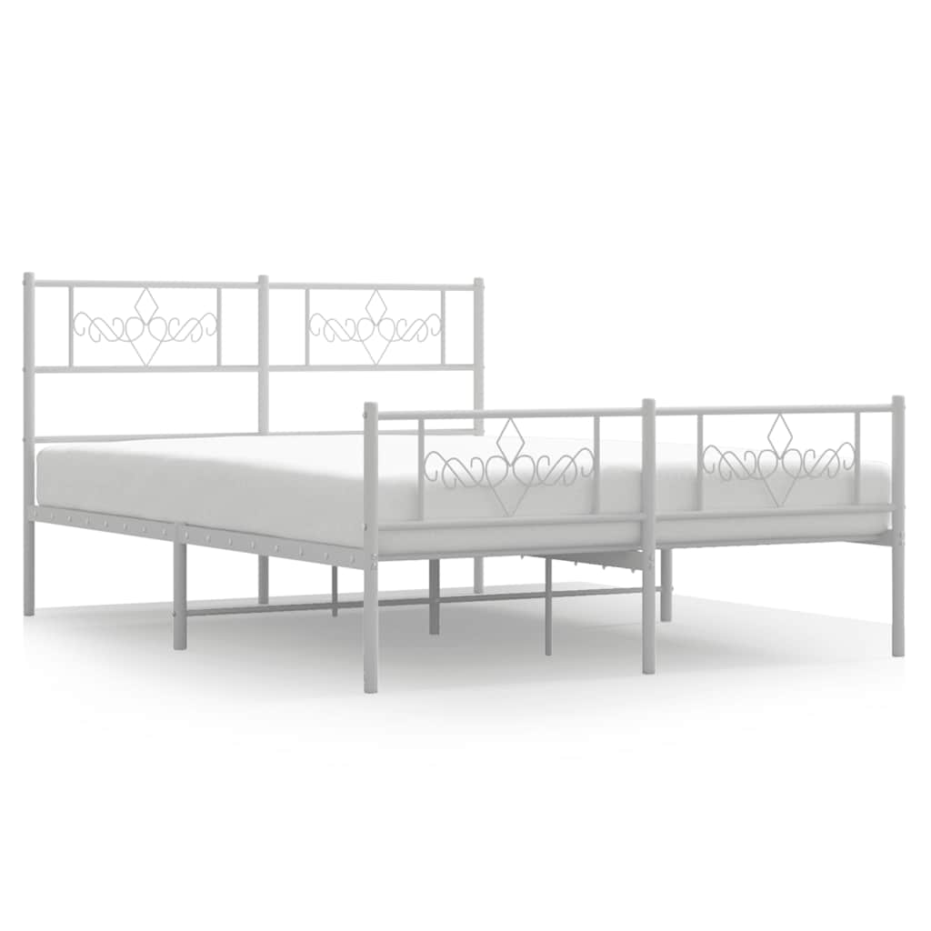 Metalni okvir kreveta uzglavlje i podnožje bijeli 140x200 cm