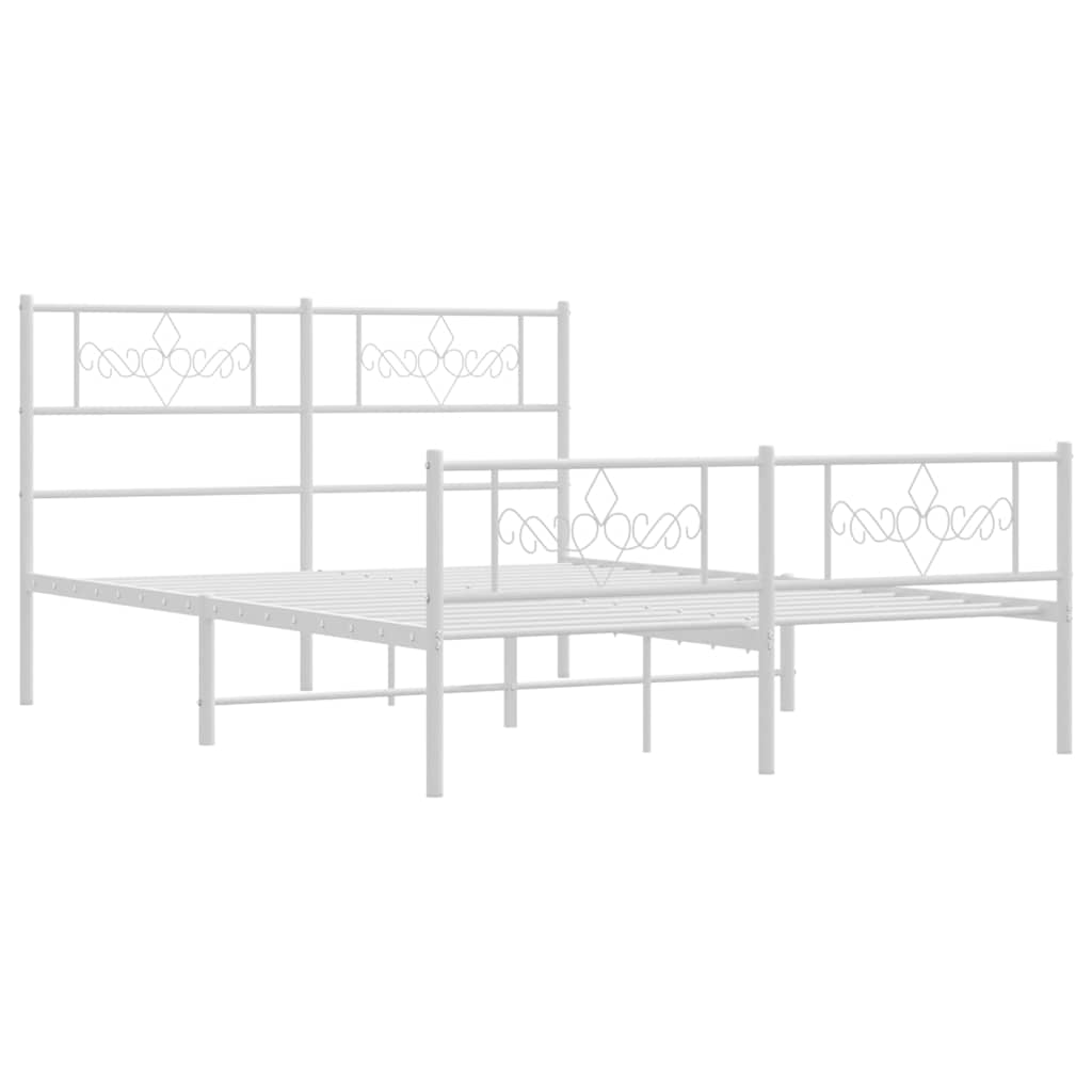 Metalni okvir kreveta uzglavlje i podnožje bijeli 140x200 cm