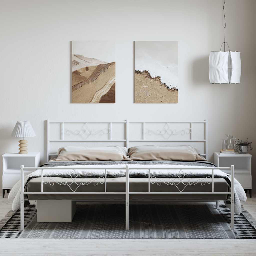 Metalni okvir kreveta uzglavlje i podnožje bijeli 183x213 cm