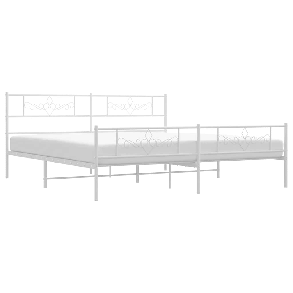Metalni okvir kreveta uzglavlje i podnožje bijeli 183x213 cm