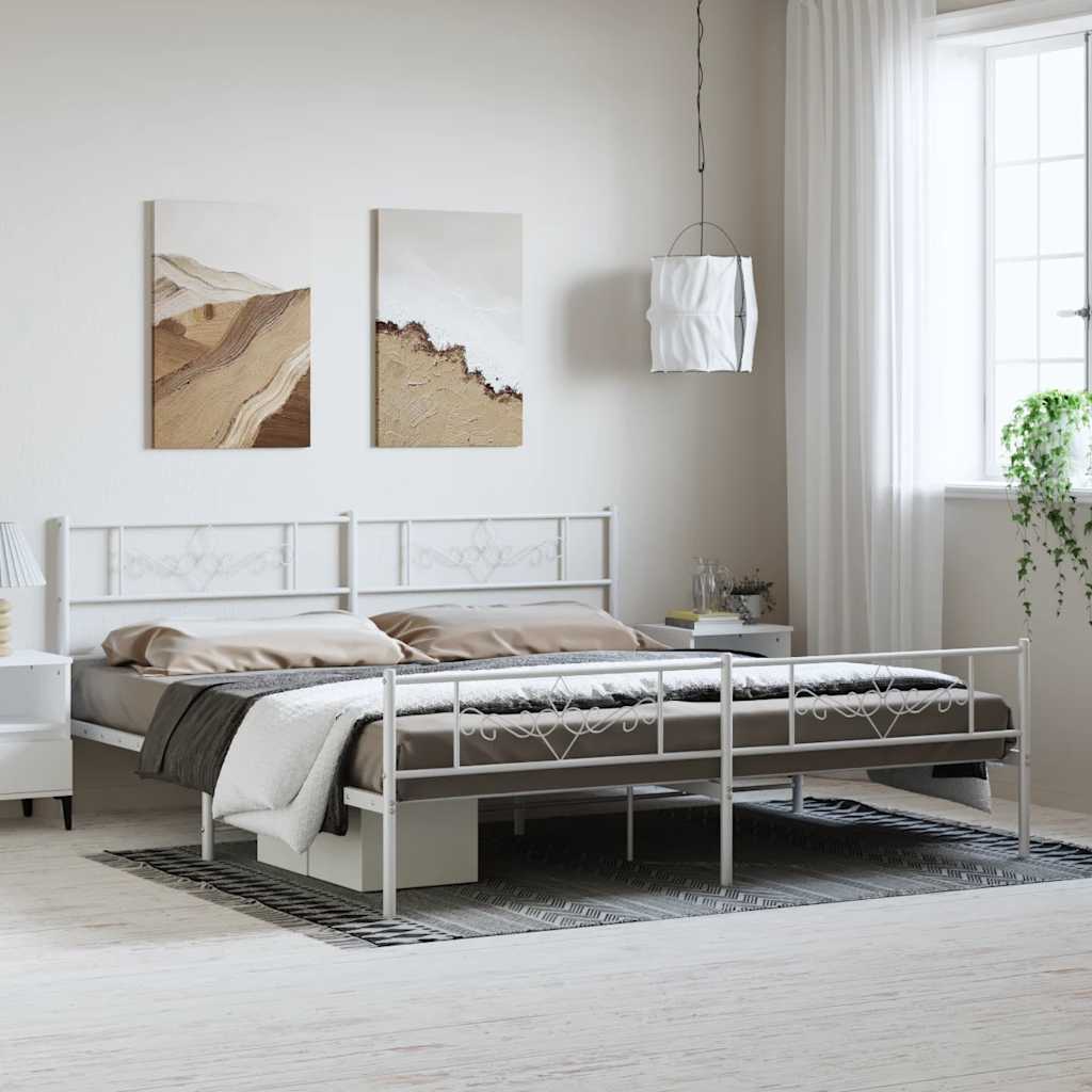 Metalni okvir kreveta uzglavlje i podnožje bijeli 193x203 cm