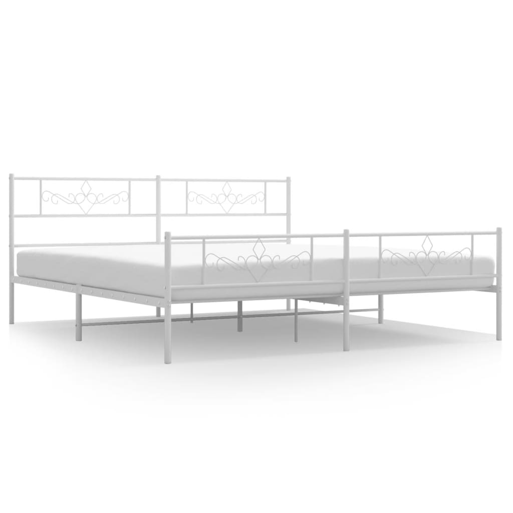 Metalni okvir kreveta uzglavlje i podnožje bijeli 200x200 cm