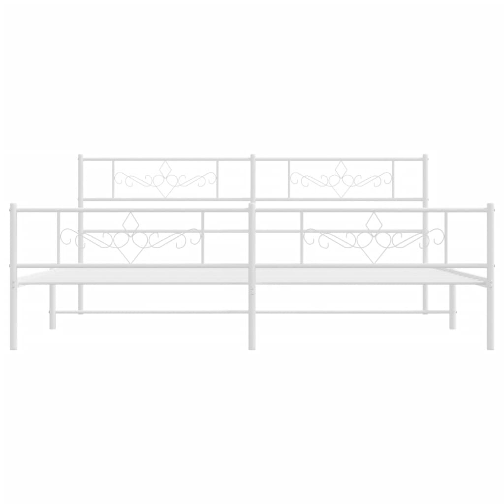 Metalni okvir kreveta uzglavlje i podnožje bijeli 200x200 cm