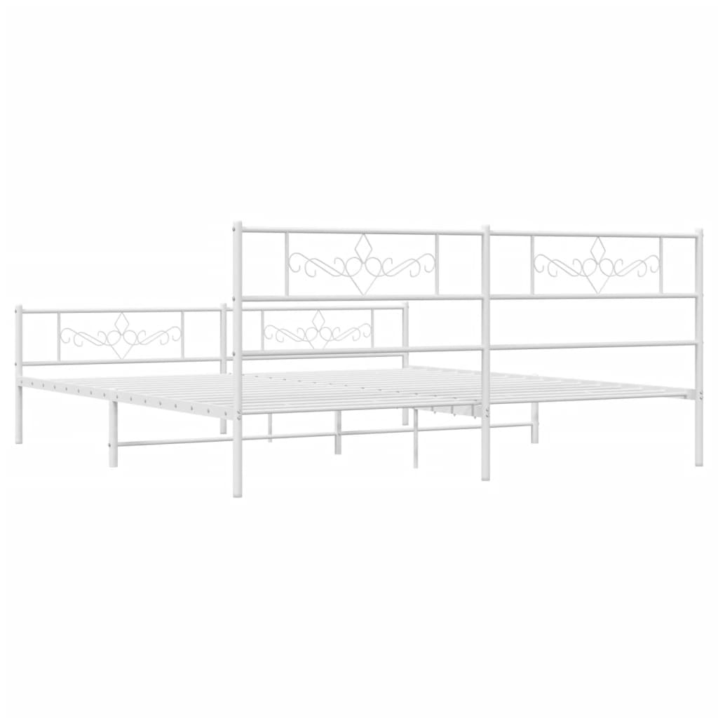 Metalni okvir kreveta uzglavlje i podnožje bijeli 200x200 cm