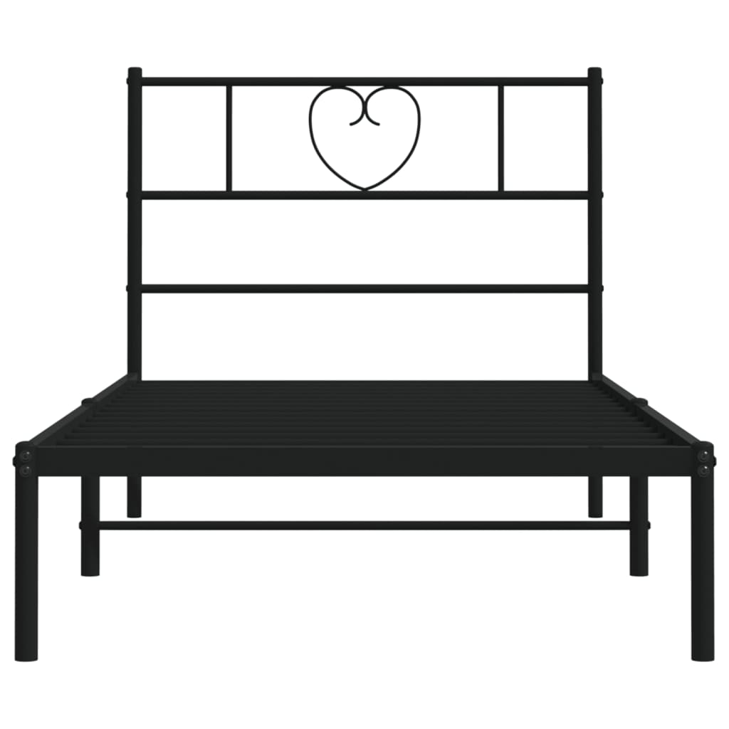 Metalni okvir za krevet s uzglavljem crni 75x190 cm