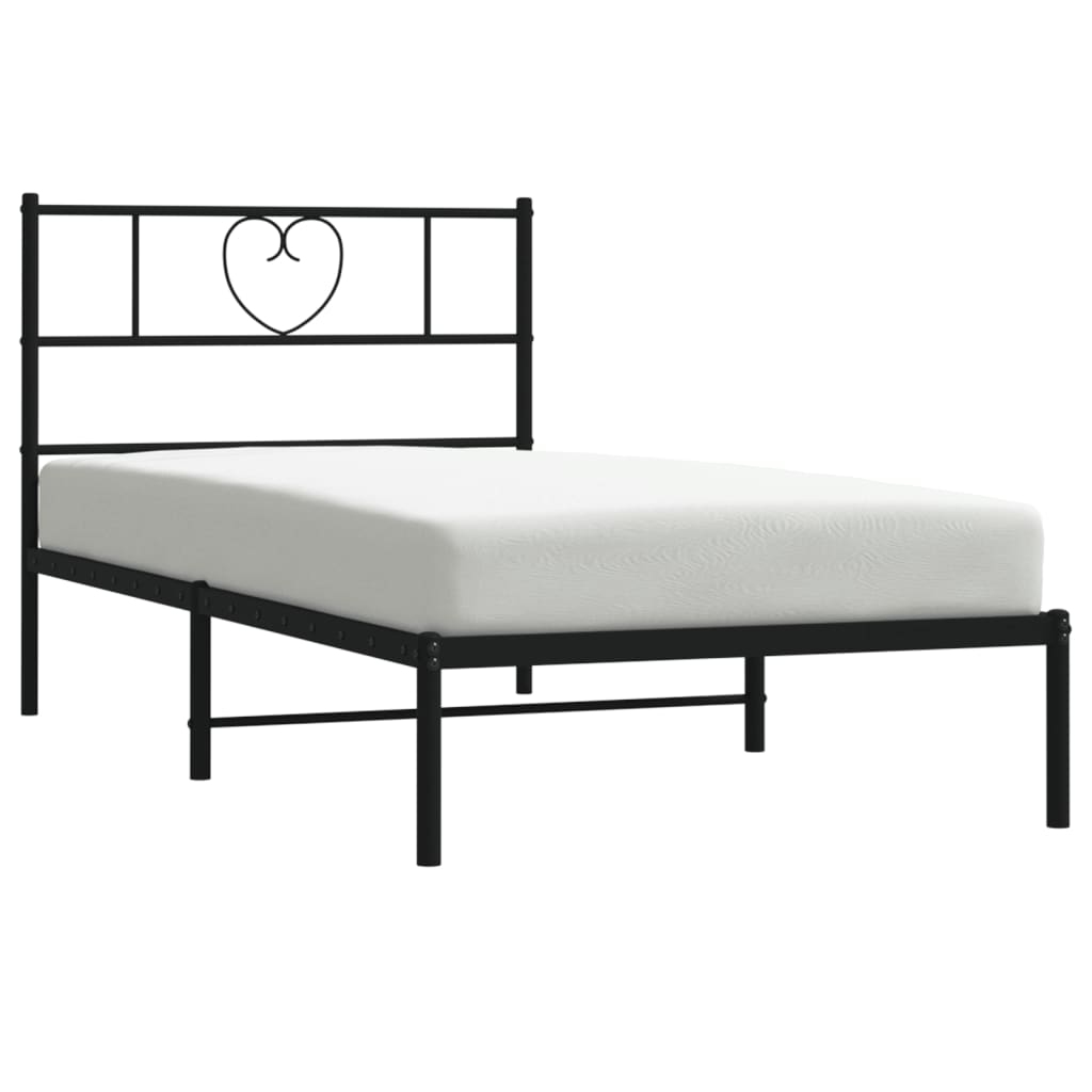 Metalni okvir za krevet s uzglavljem crni 80x200 cm