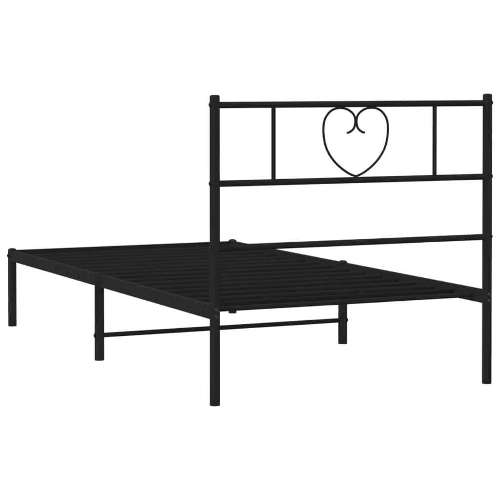 Metalni okvir za krevet s uzglavljem crni 80x200 cm