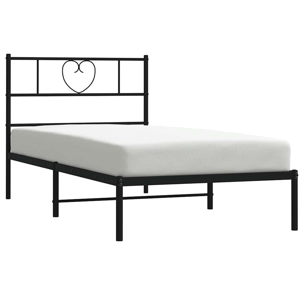 Metalni okvir za krevet s uzglavljem crni 100x190 cm
