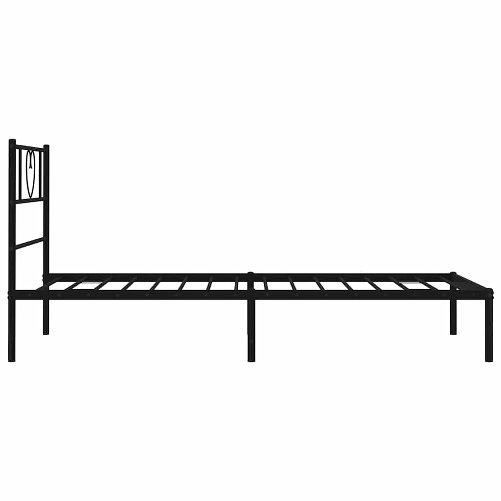 Metalni okvir za krevet s uzglavljem crni 100x190 cm