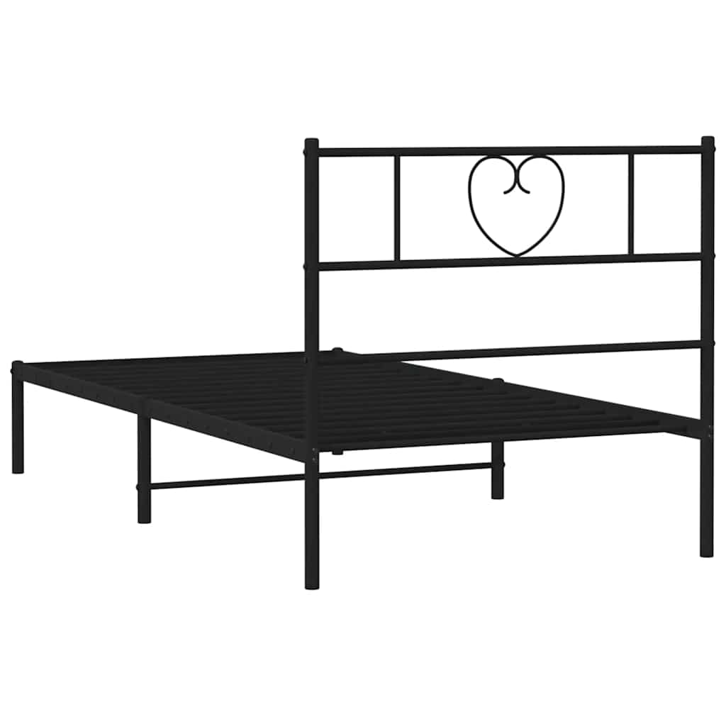 Metalni okvir za krevet s uzglavljem crni 100x190 cm