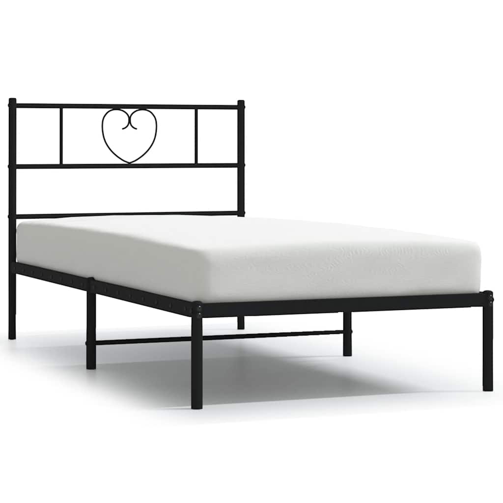 Metalni okvir za krevet s uzglavljem crni 100x200 cm