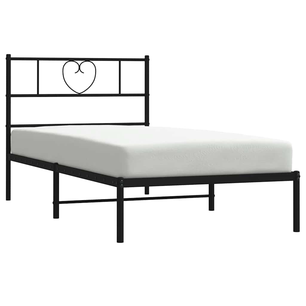 Metalni okvir za krevet s uzglavljem crni 100x200 cm