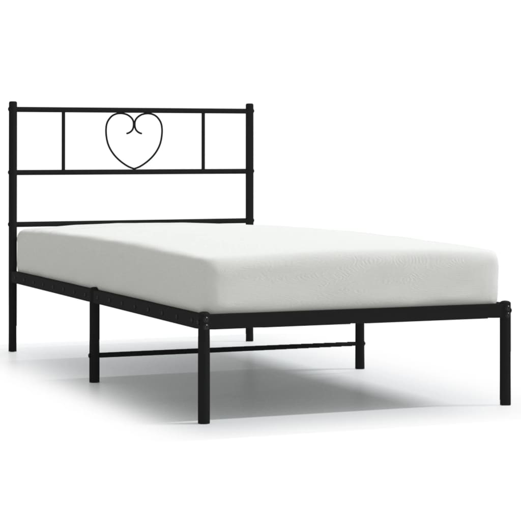 Metalni okvir za krevet s uzglavljem crni 107x203 cm