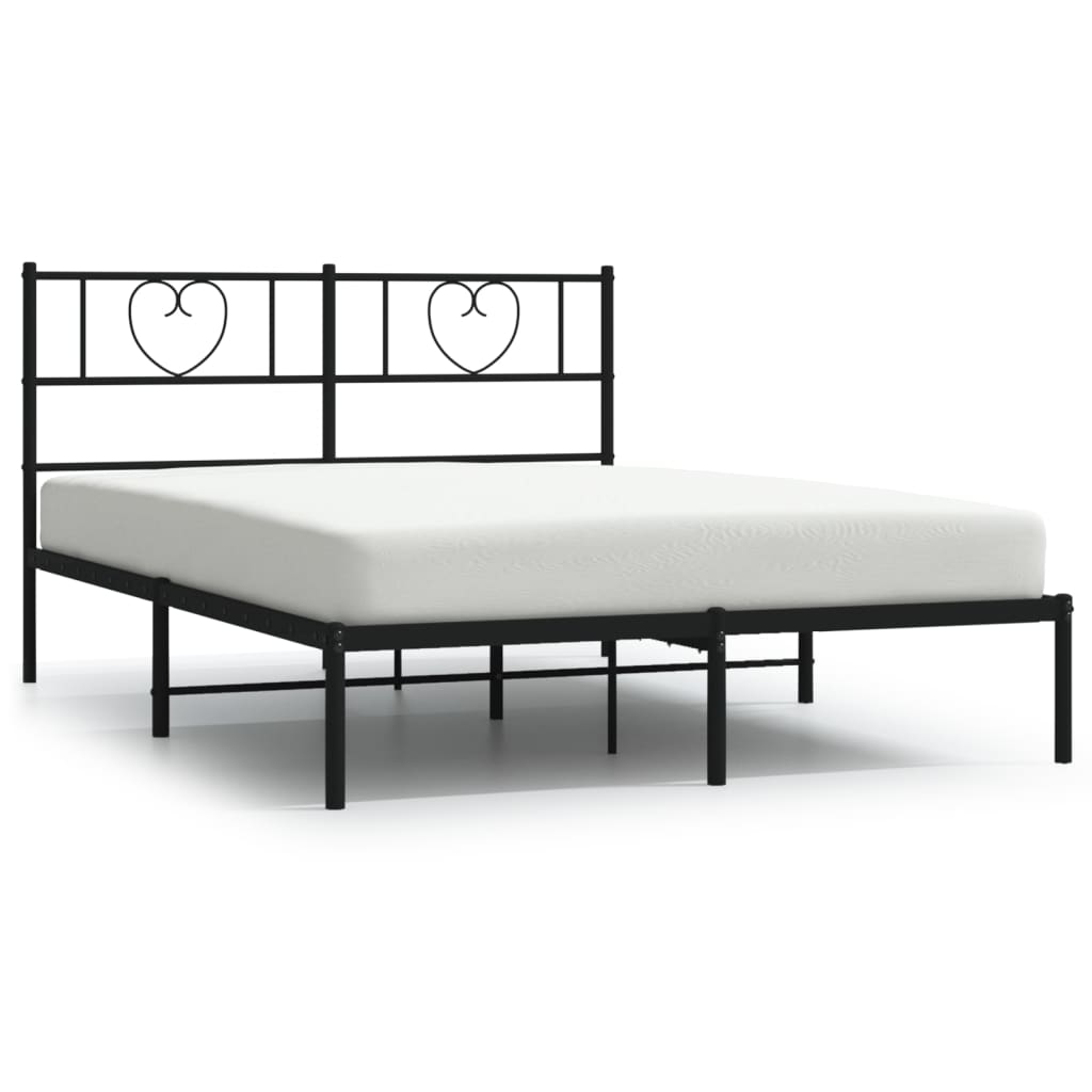 Metalni okvir za krevet s uzglavljem crni 120x190 cm