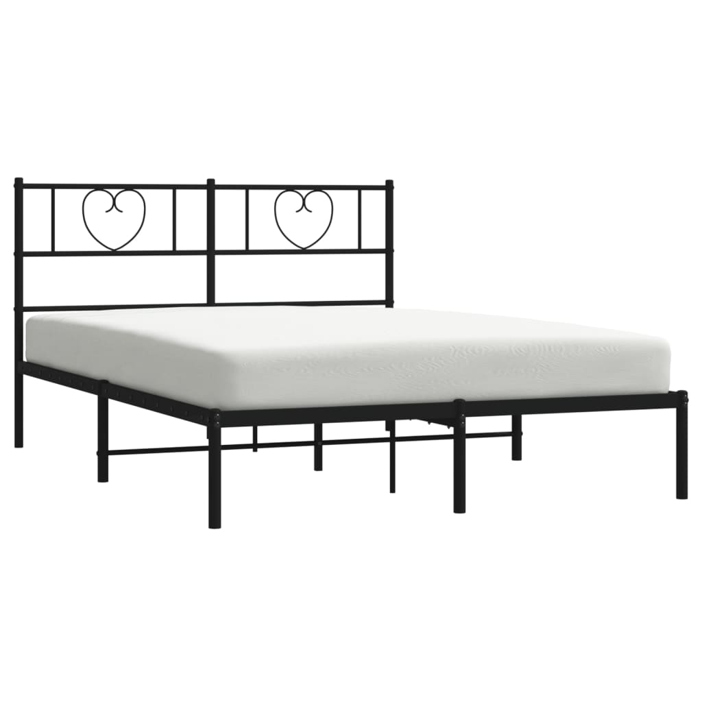 Metalni okvir za krevet s uzglavljem crni 120x190 cm