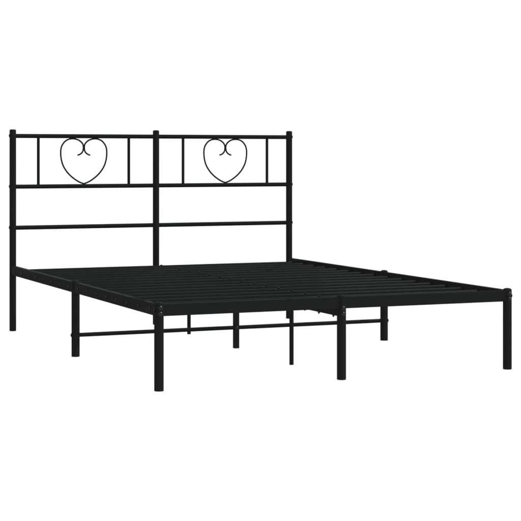 Metalni okvir za krevet s uzglavljem crni 120x190 cm