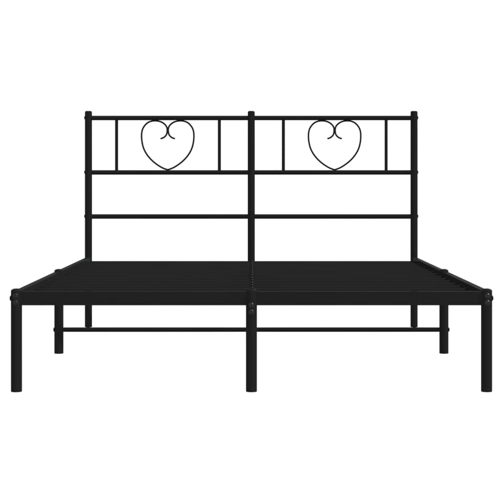 Metalni okvir za krevet s uzglavljem crni 120x190 cm