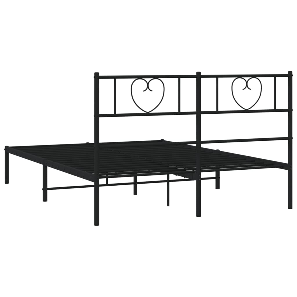 Metalni okvir za krevet s uzglavljem crni 120x190 cm