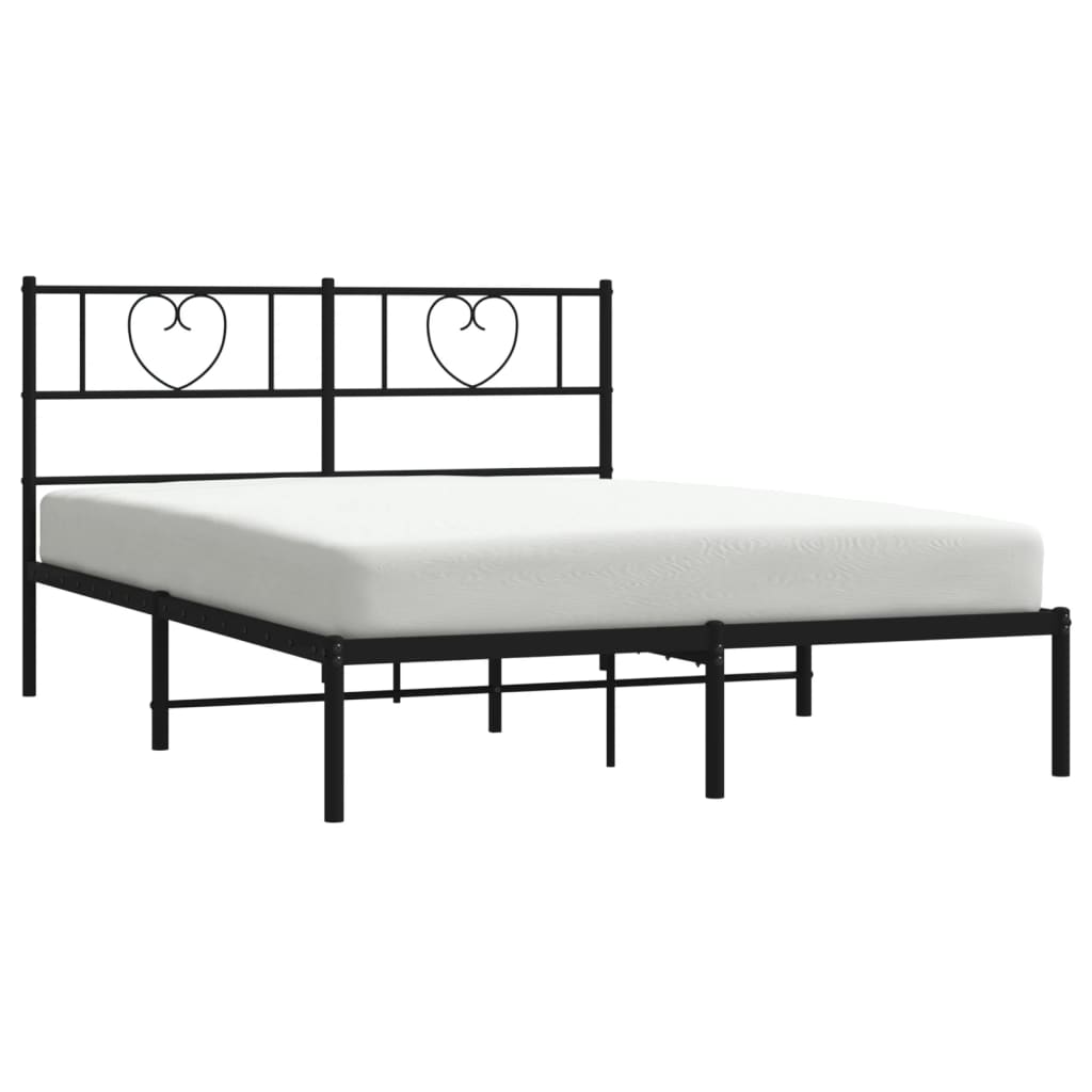 Metalni okvir za krevet s uzglavljem crni 120x200 cm