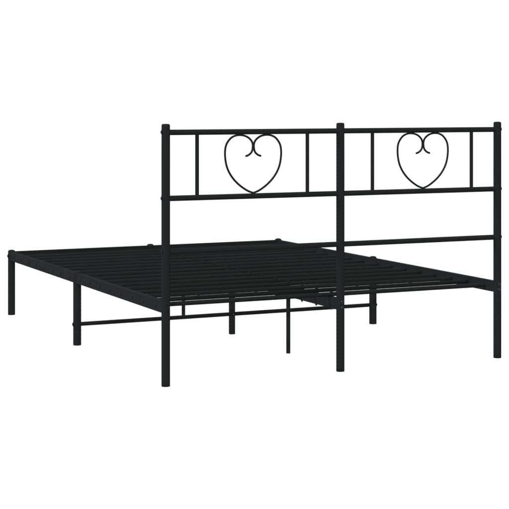 Metalni okvir za krevet s uzglavljem crni 120x200 cm