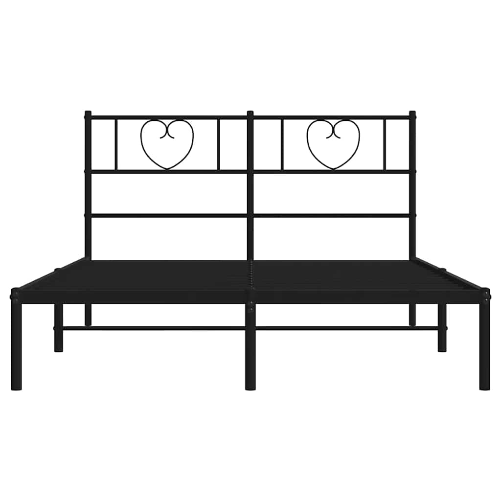 Metalni okvir za krevet s uzglavljem crni 135x190 cm