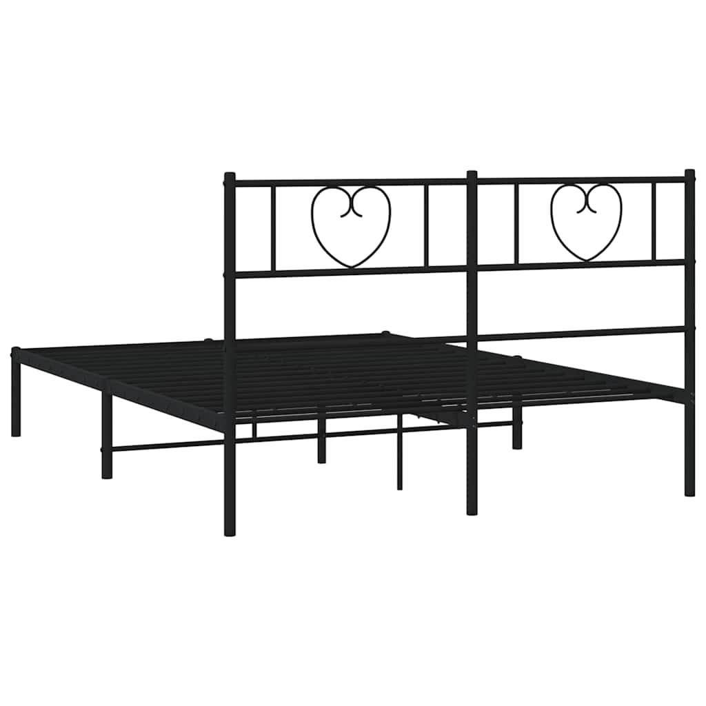 Metalni okvir za krevet s uzglavljem crni 135x190 cm