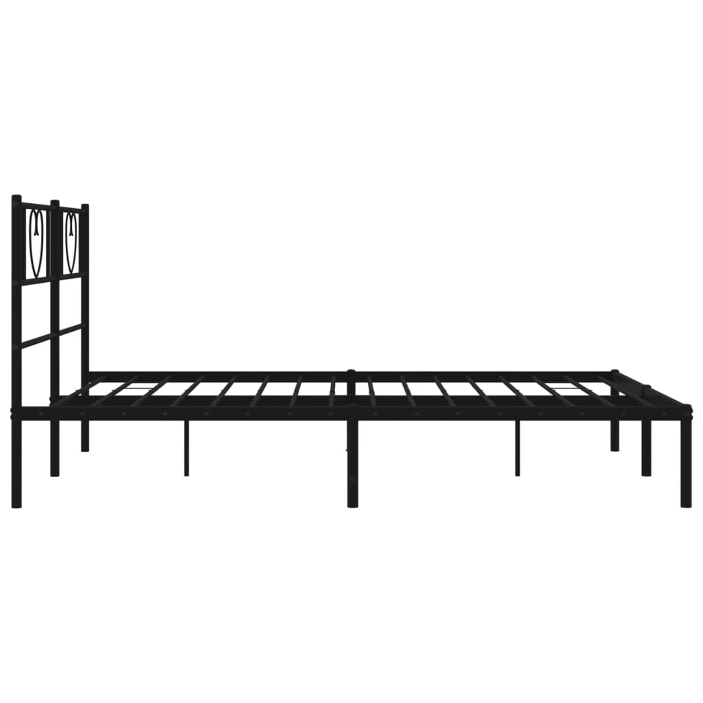 Metalni okvir za krevet s uzglavljem crni 140x200 cm