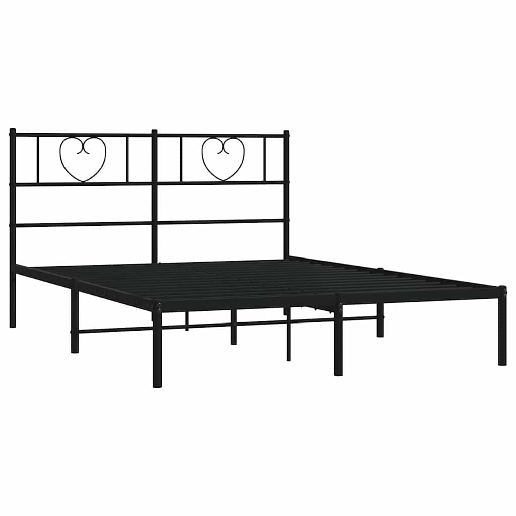 Metalni okvir za krevet s uzglavljem crni 150x200 cm