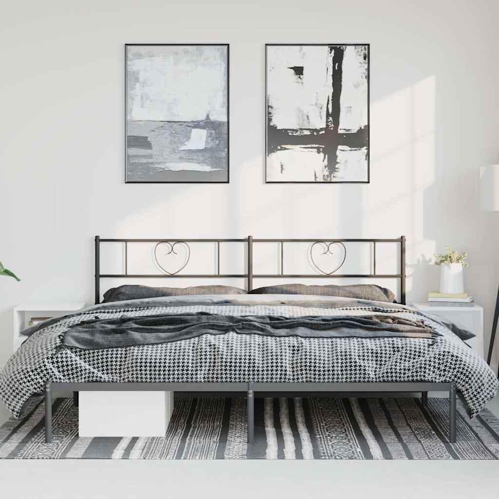 Metalni okvir za krevet s uzglavljem crni 193x203 cm
