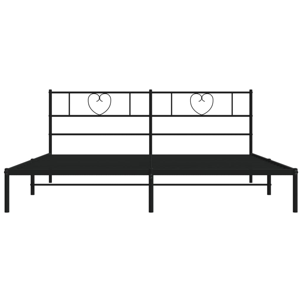Metalni okvir za krevet s uzglavljem crni 200x200 cm