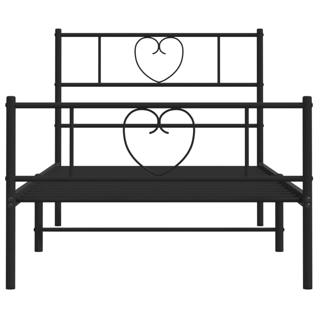 Metalni okvir kreveta uzglavlje i podnožje crni 75x190 cm