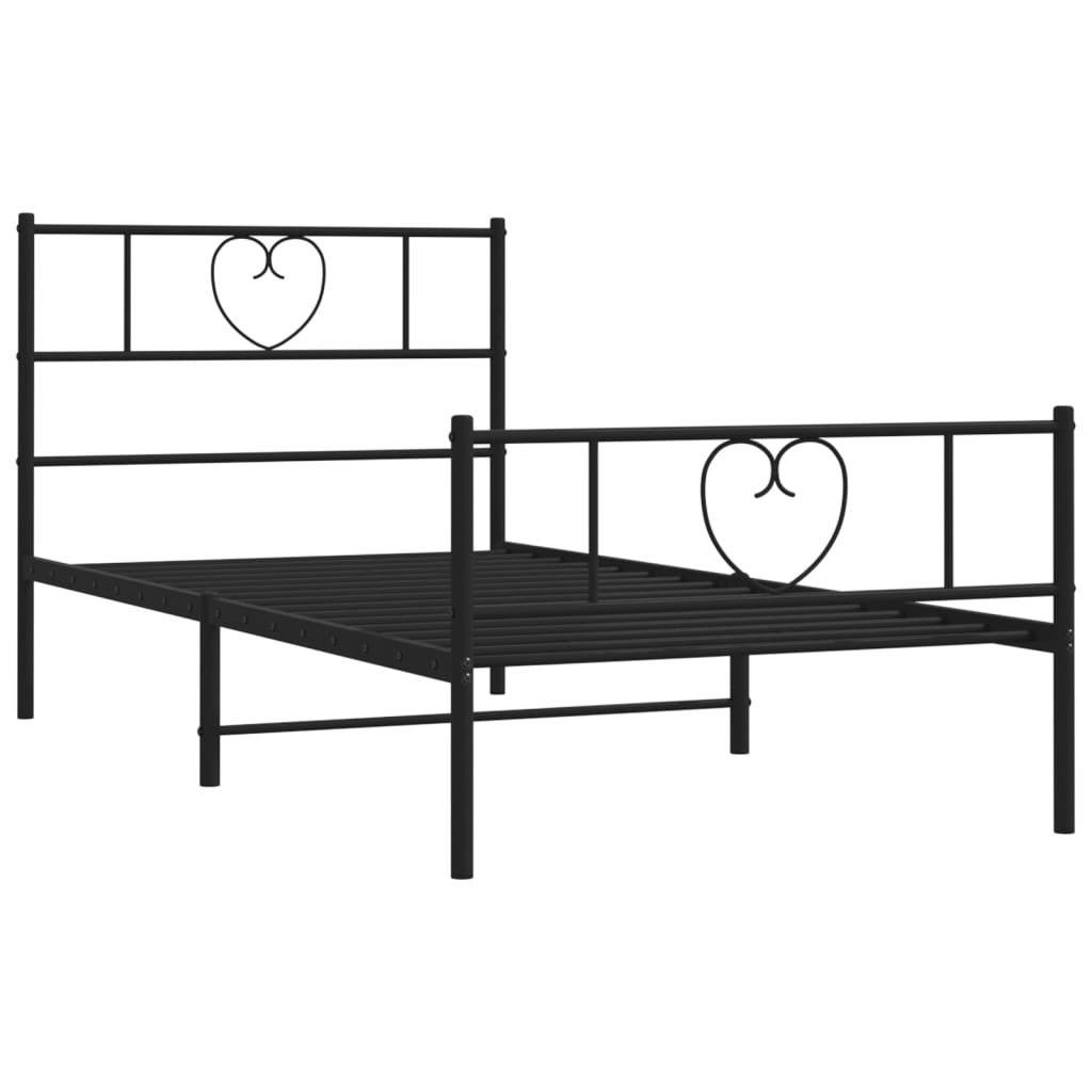 Metalni okvir kreveta uzglavlje i podnožje crni 80x200 cm